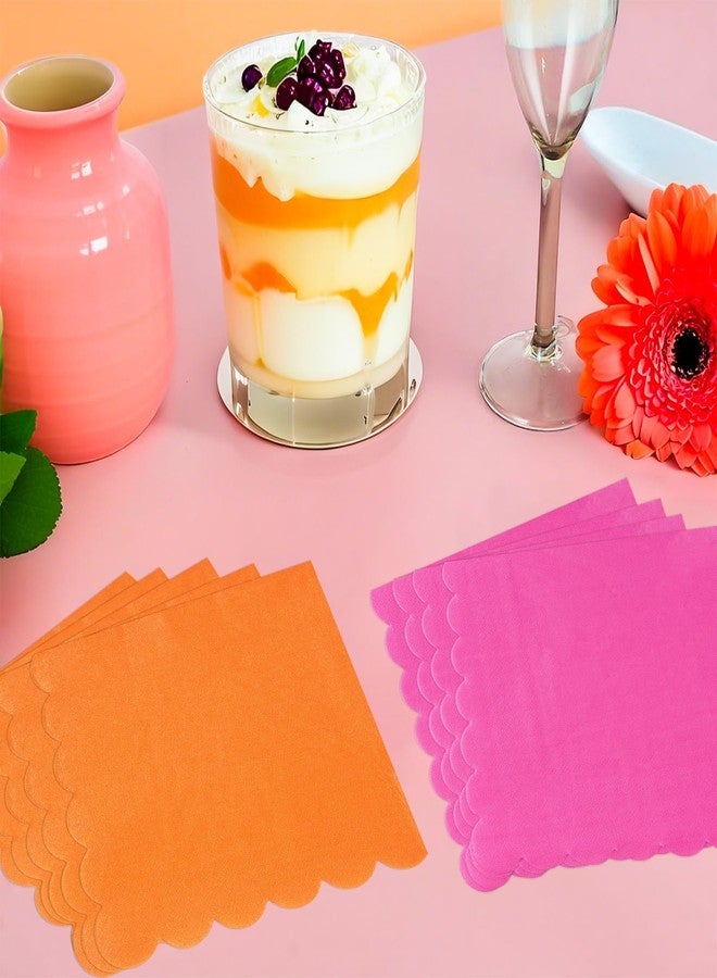 Greencian 100 Pcs Hot Pink and Orange Napkins 6.5"x 6.5" Pink Orange Cocktail Napkins 2 Colors Disposable Dinner Hand Towels For Tequila Sunrise Party Baby Shower Birthday - Image 5
